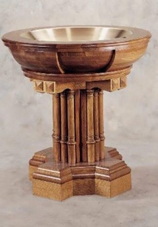 wooden baptism basin