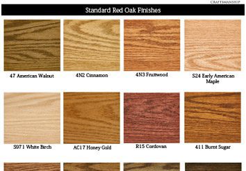 A selection of the wood finishes available for use in New Holland Church Furniture’s custom church furniture.
